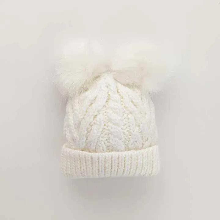 Girls Winter White Fluffer Beanie Hat (Click for colors)
