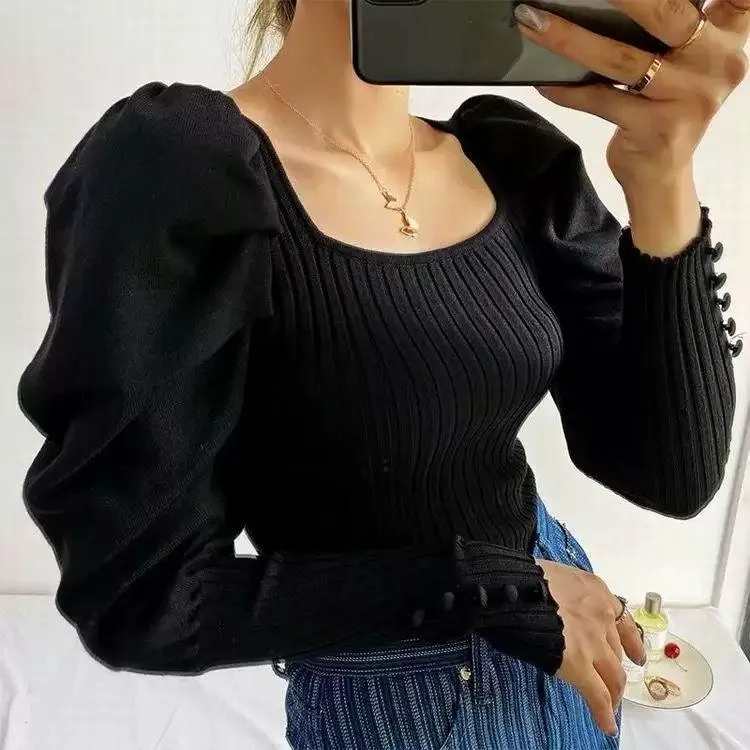 Harriet Ribbed Puffed Sleeve Bodysuit