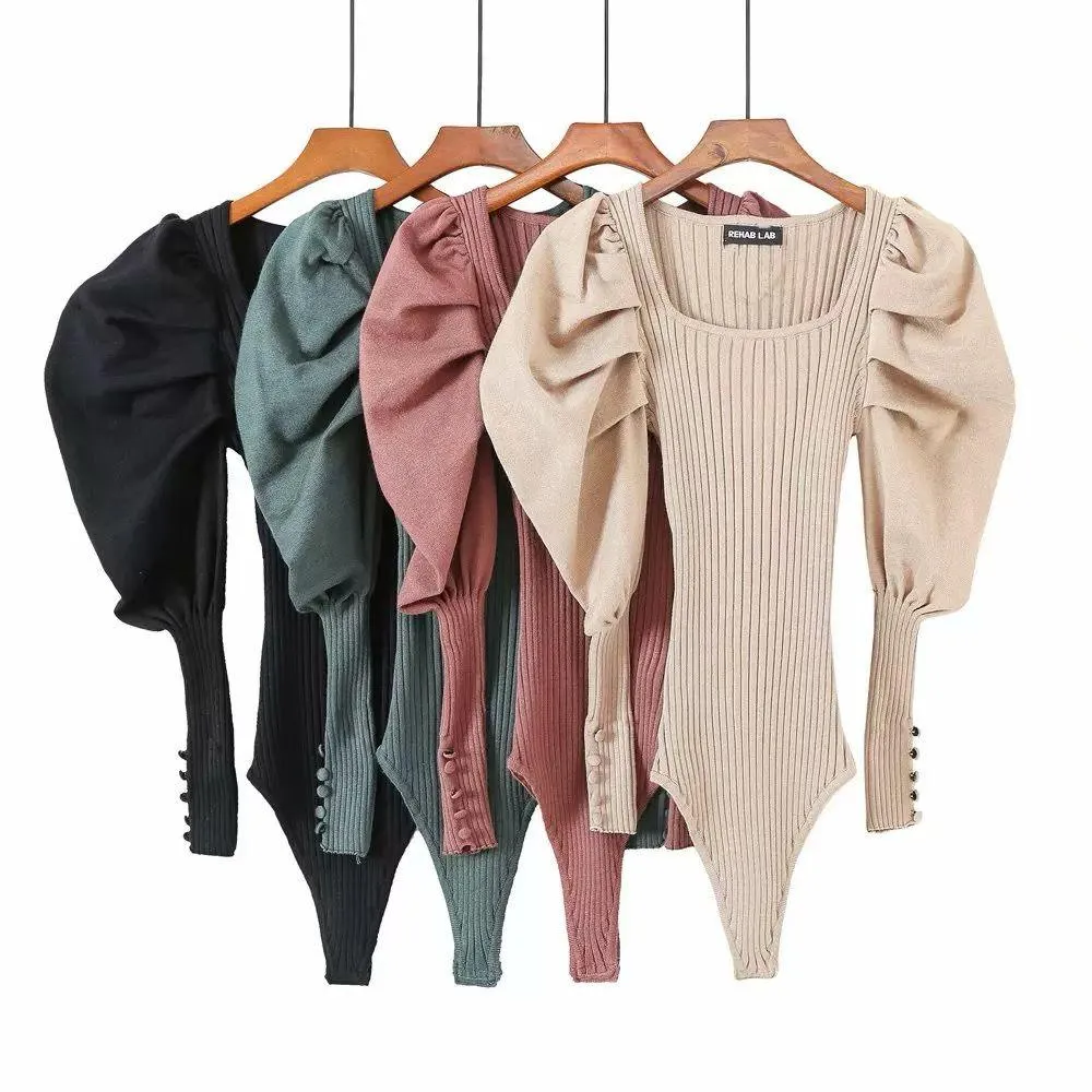 Harriet Ribbed Puffed Sleeve Bodysuit
