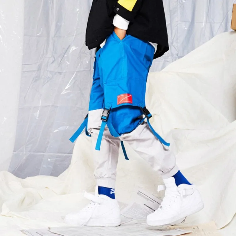 Hip Hop Patchwork Elastic Waist Cargo Sweatpant