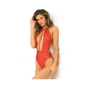 Hot Pursuit Lace Bodysuit Red S/M