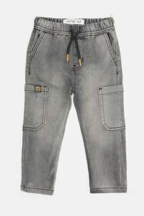 Infant Boys Grey Denim Cargo Pants