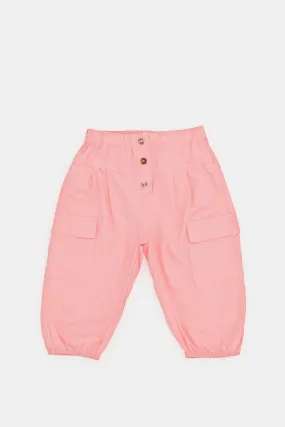 Infant Girls Pink Poplin Side Pockets Trousser