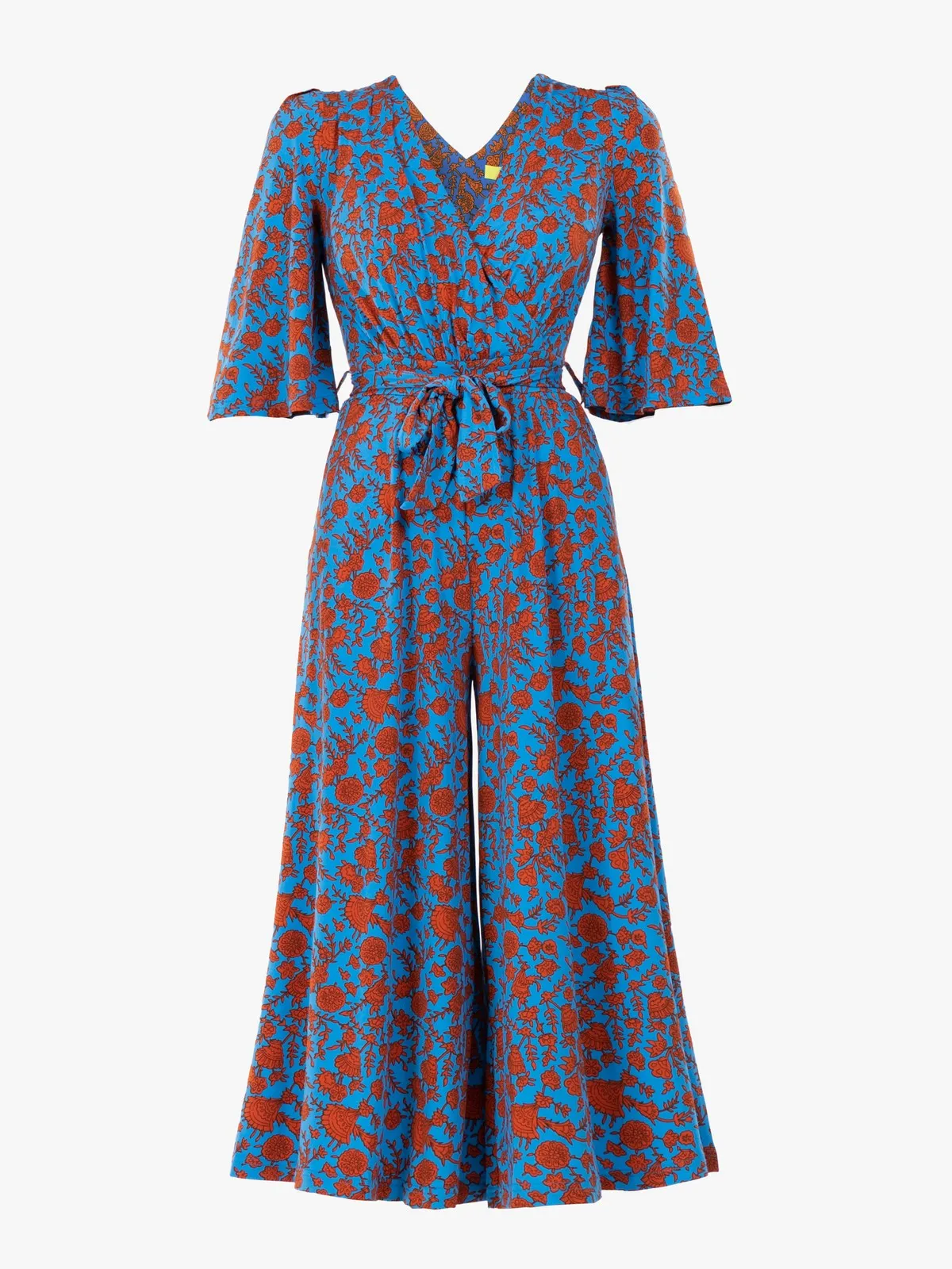 Jolie Moi Cara Floral Print Wrap Jumpsuit, Blue Floral