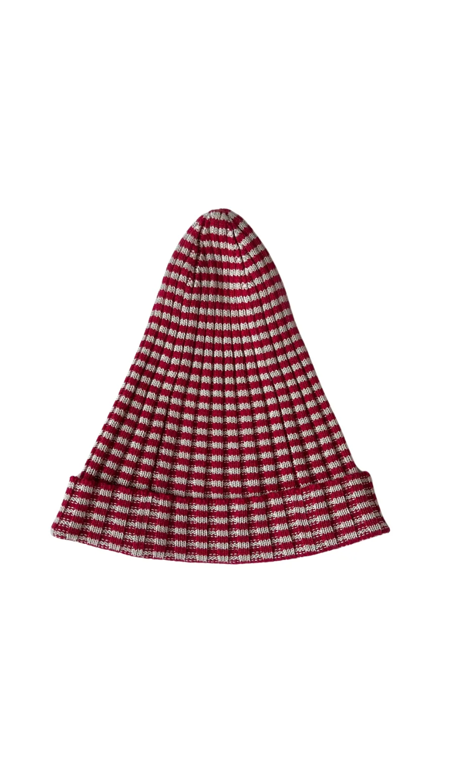 KNIT STRIPED HAT RED