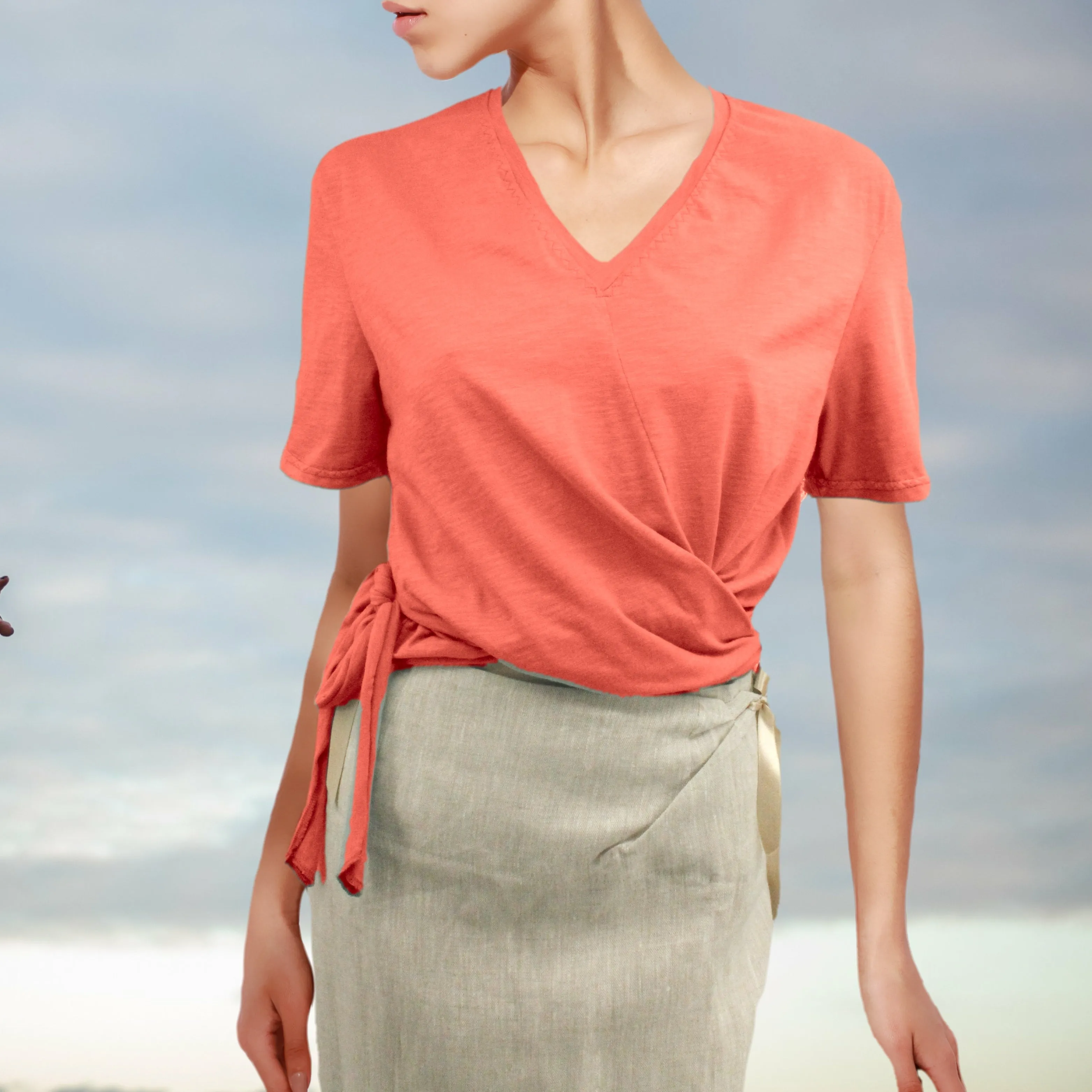 Knoop T shirt in bio slubtricot / Knotted T shirt in organic slub jersey