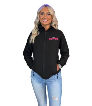 LADIES BLACK JACKET WITH PINK EMBROIDERED LOGO