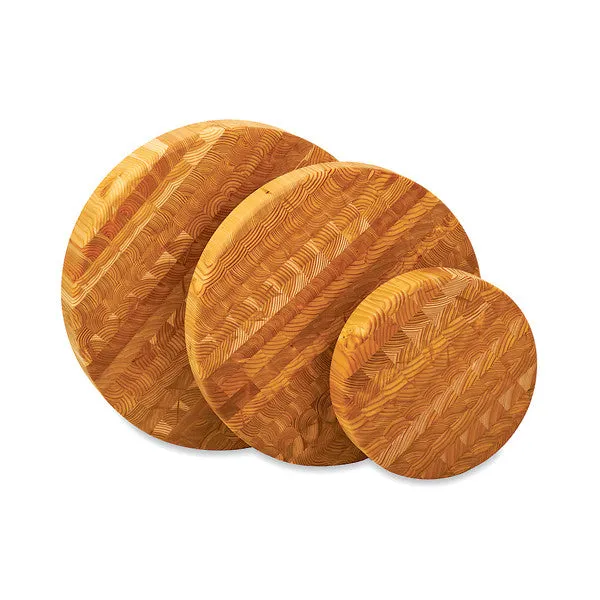 Larch wood professional chef's round board, small
