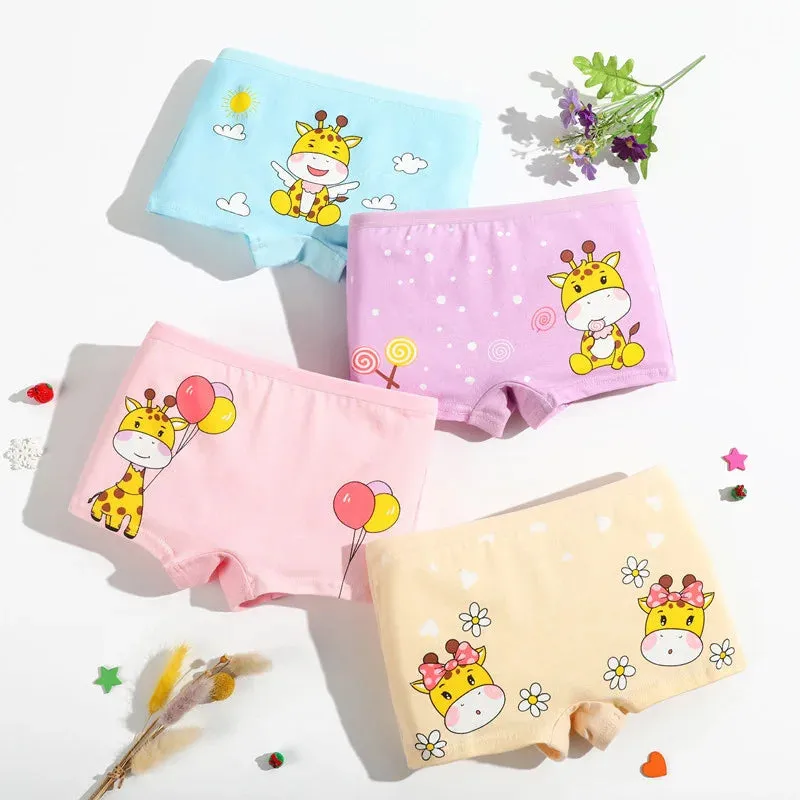 Lot de 4 caleçons en coton pour petites filles de 2 à 12 ans - Culotte enfant