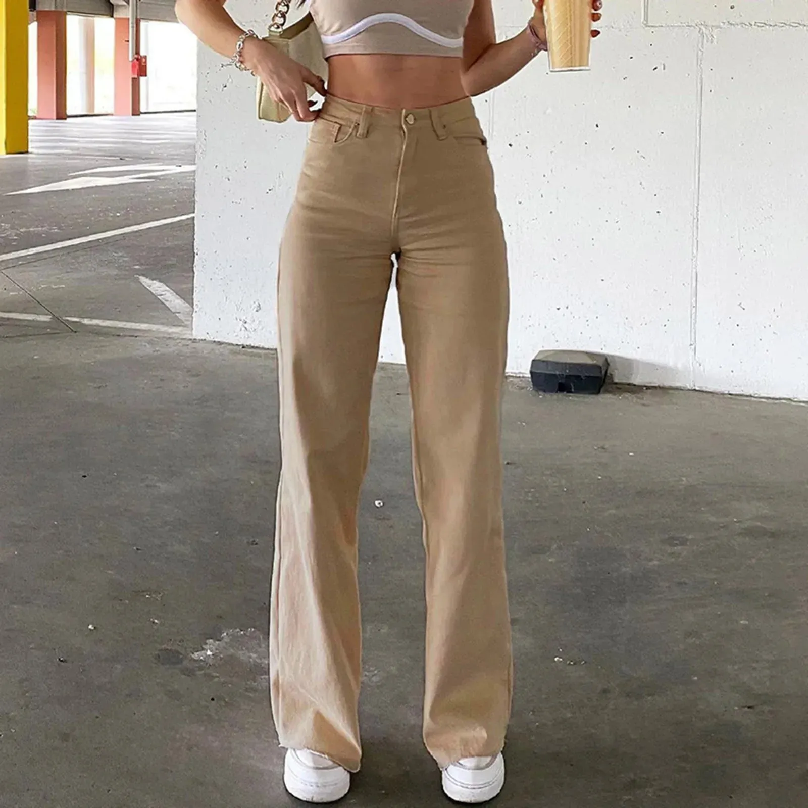 Low Denim Straight Oversize Wide Fashion Women's Vintage Pants