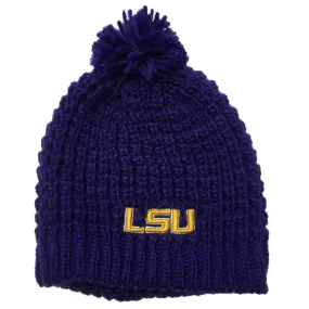 LSU Tigers TOW Purple Thick Acrylic Knit Skull Beanie Hat Cap with Poof Ball