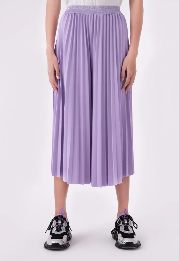 Lurex Elastic Waist Pleated Culottes Trouser