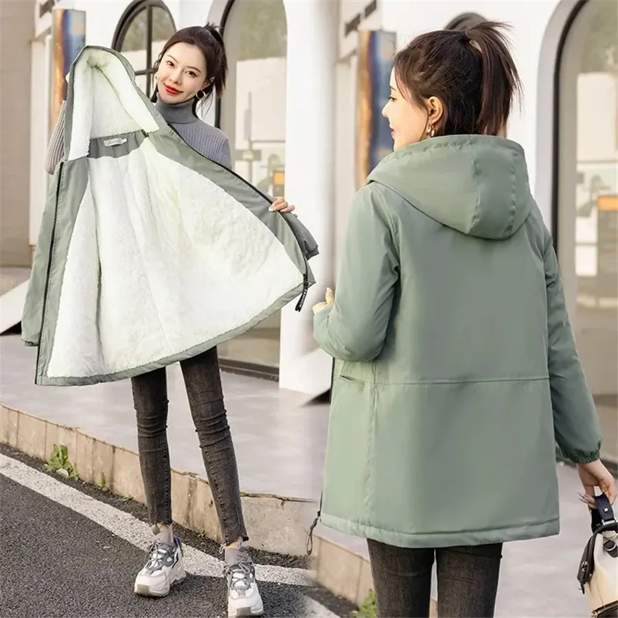M-4XL Oversize Winter Jacket Cotton Padded Thicken Fleece Coat Women Parkas Warm Overcoat Snow Wear Windbreaker Loose Jackets