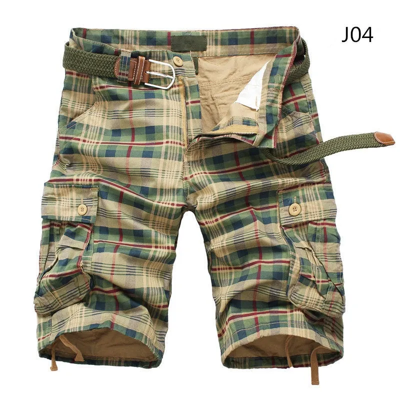 Men Shorts 2021 Fashion Plaid Beach Shorts Mens Casual Camo Camouflage Shorts Military Short Pants Male Bermuda Cargo Overalls