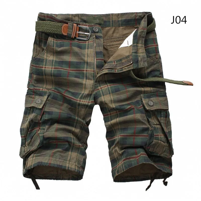 Men Shorts 2021 Fashion Plaid Beach Shorts Mens Casual Camo Camouflage Shorts Military Short Pants Male Bermuda Cargo Overalls