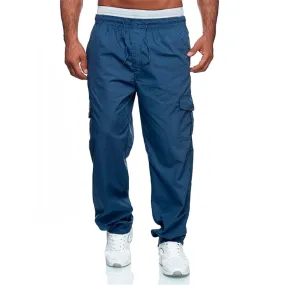 Mens Casual Cargo Cotton pants men pocket loose Straight Pants Elastic Work Trousers Brand Fit Joggers Male