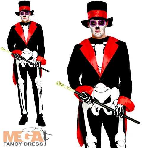 Men's Day Of The Dead Celebratory Skeleton Costume