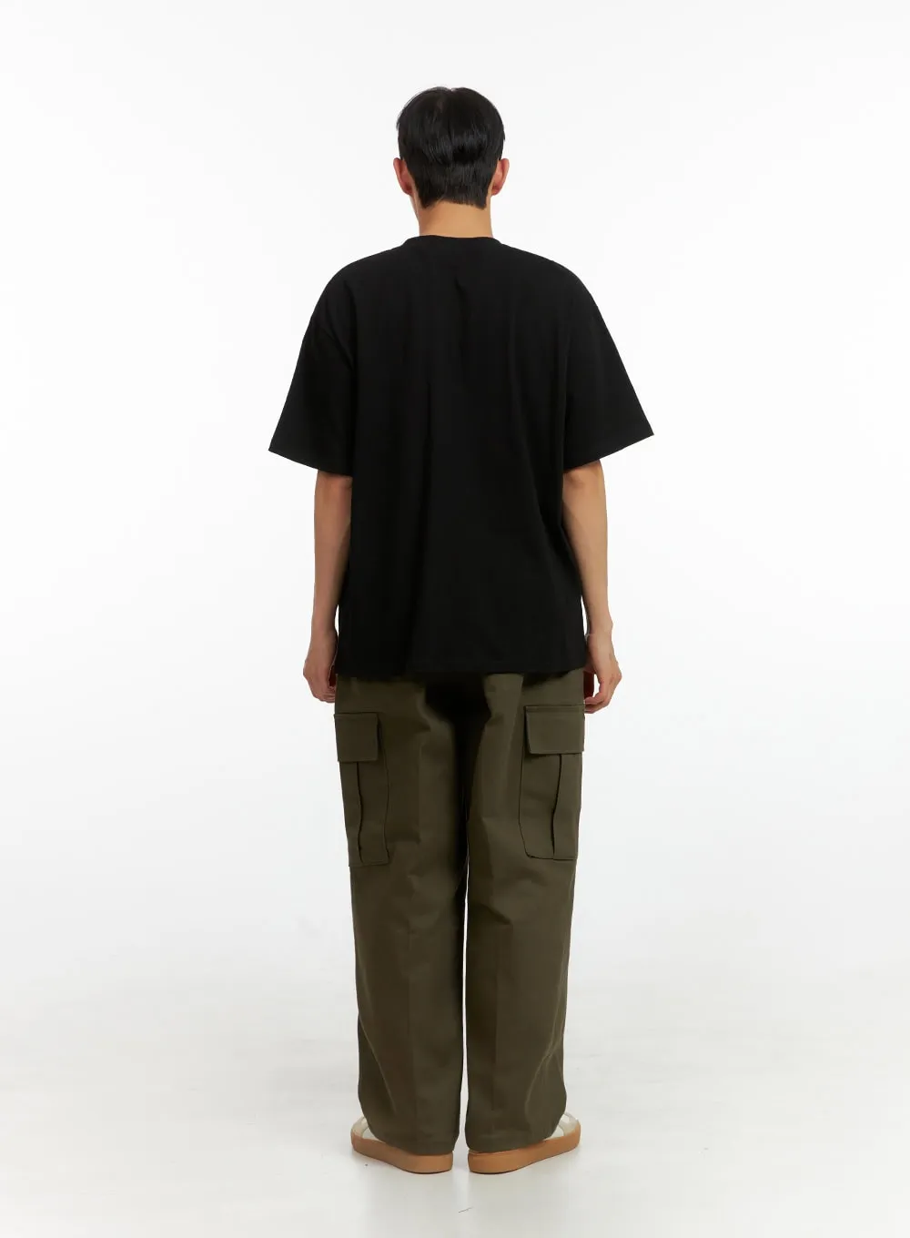 Men's Solid Cargo Pants (Dark Green) IU412