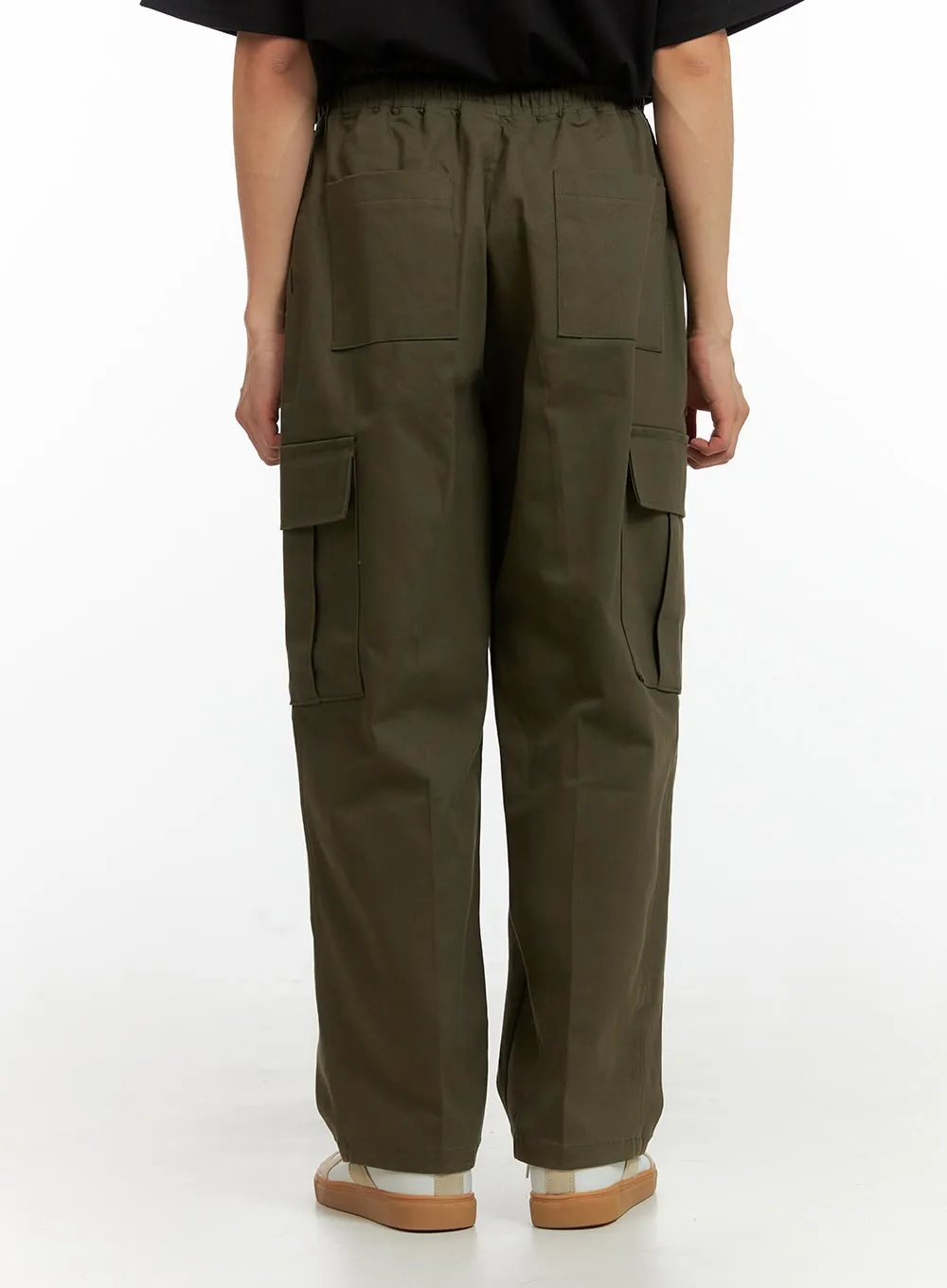 Men's Solid Cargo Pants (Dark Green) IU412