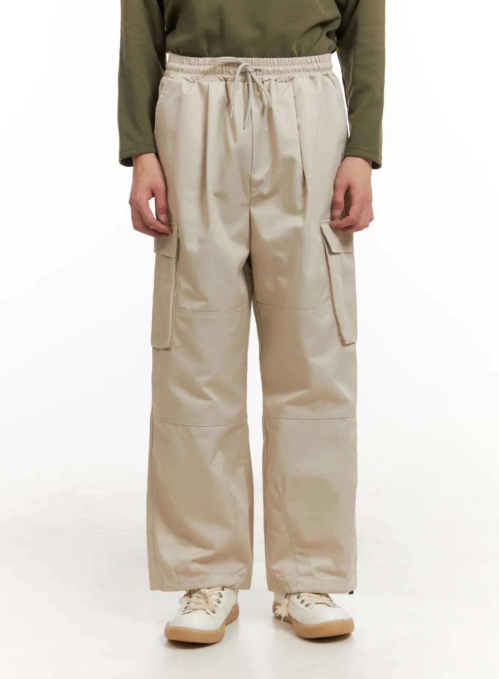 Men's Wide Fit Cargo Pants (Beige) IY402