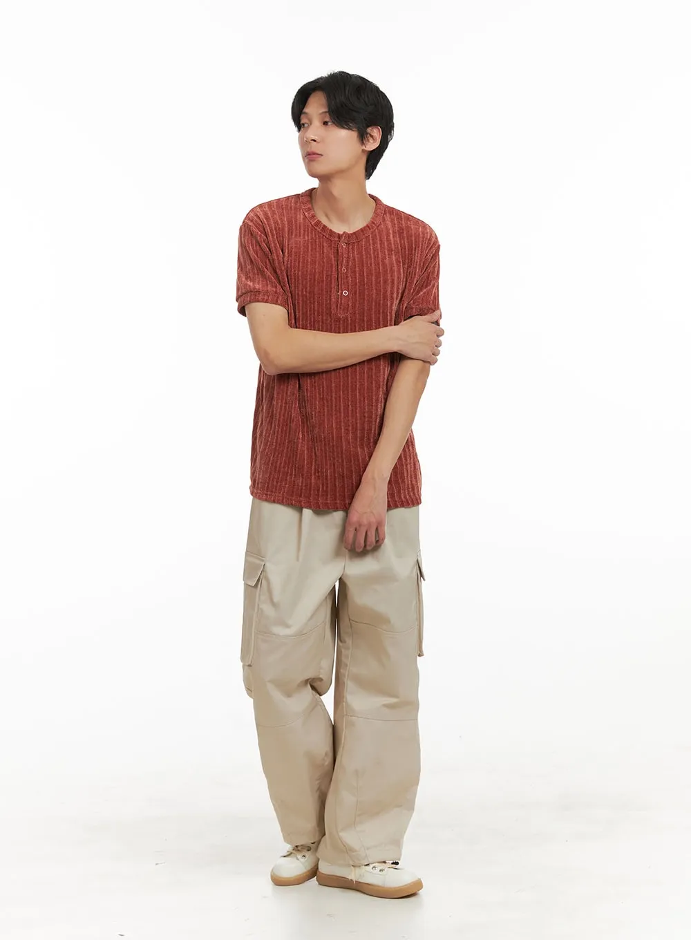Men's Wide Fit Cargo Pants (Beige) IY402