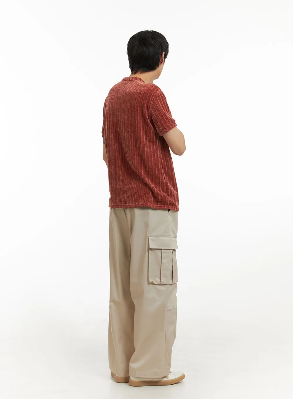 Men's Wide Fit Cargo Pants (Beige) IY402