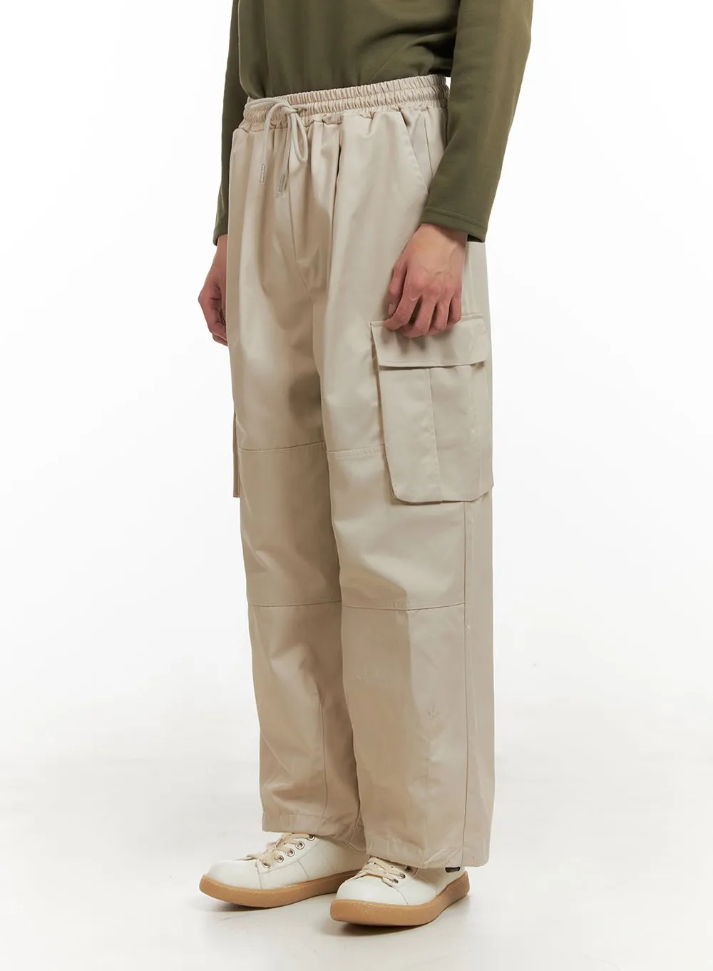 Men's Wide Fit Cargo Pants (Beige) IY402