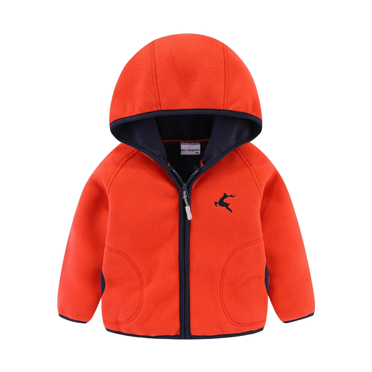 Mudkingdom Autumn Spring Girls Boys Hooded Fleece Jacket Windbreaker Zip up Reindeer Outerwear for Kids Clothes Children's Coat