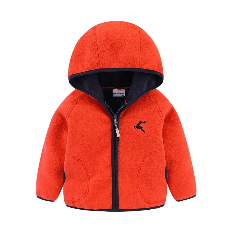 Mudkingdom Autumn Spring Girls Boys Hooded Fleece Jacket Windbreaker Zip up Reindeer Outerwear for Kids Clothes Children's Coat