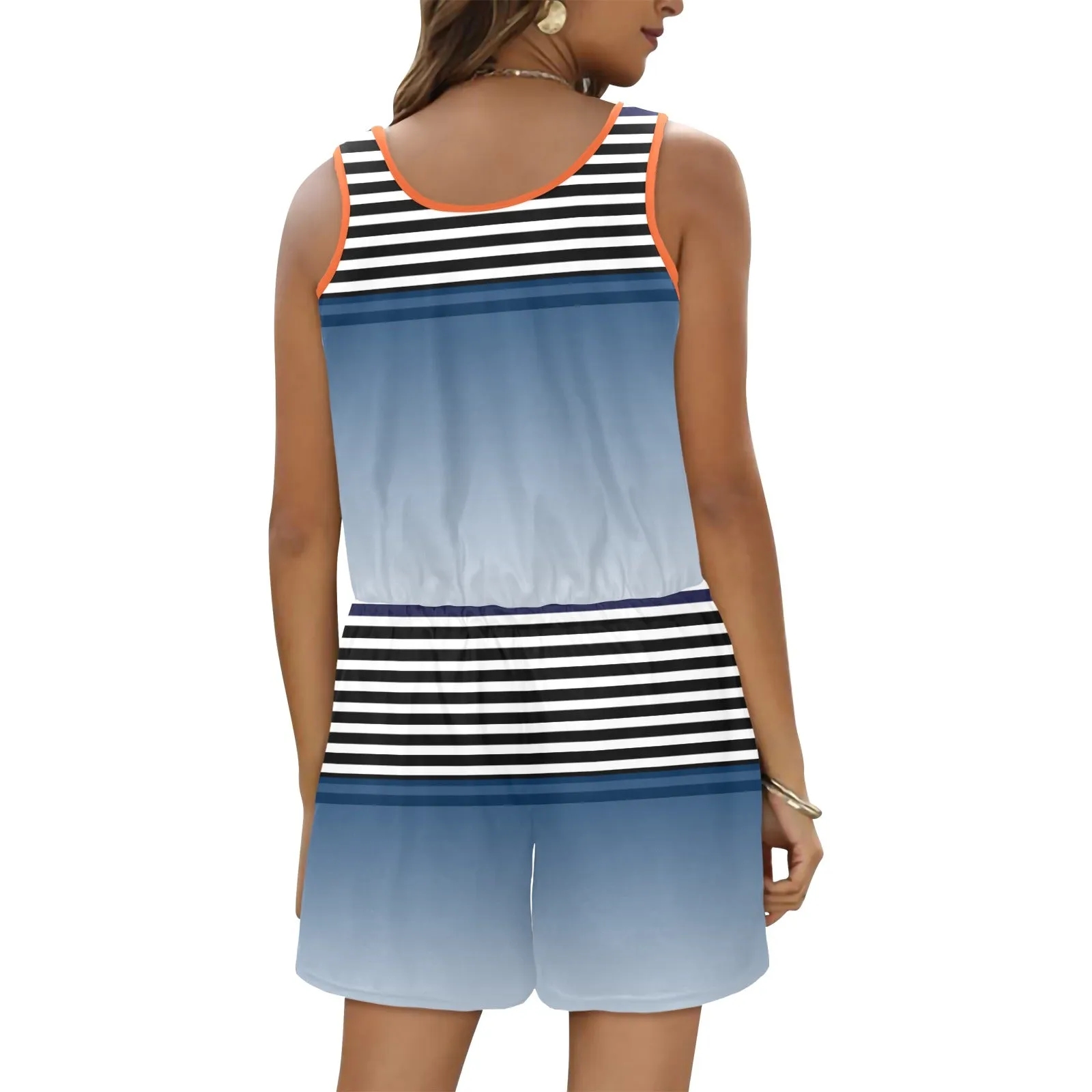 Ombre Striped Vest Romper