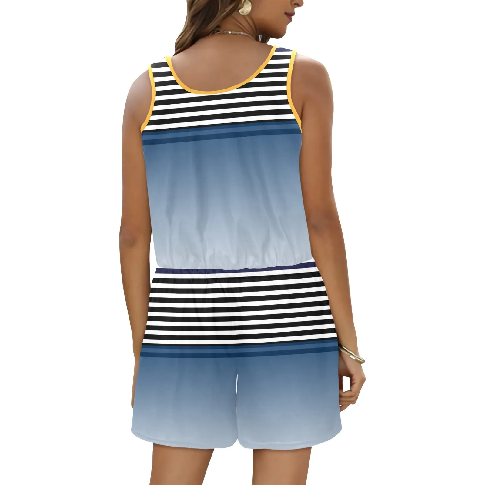 Ombre Striped Vest Romper