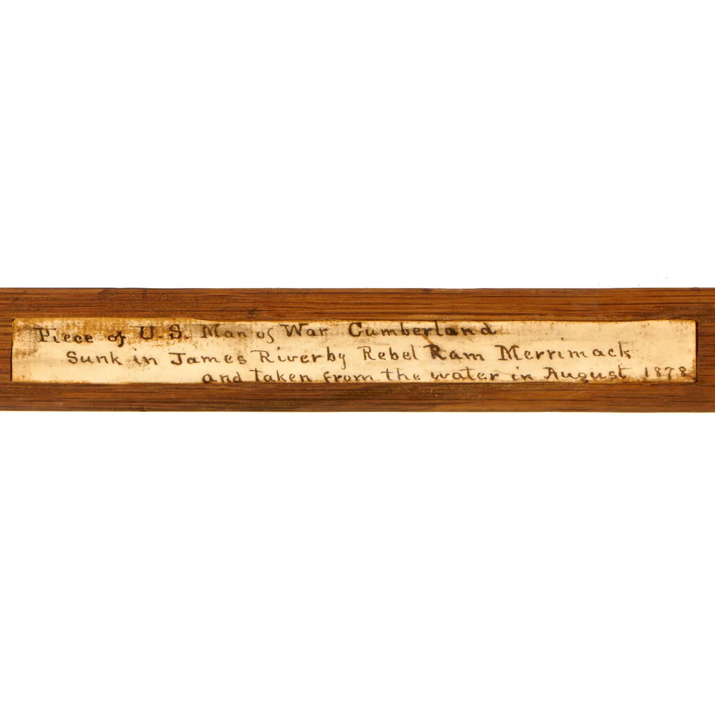 Original U.S. Civil War USS Cumberland Wood Ship Straight Edge Used By Caricaturist James Albert Wales - Sunk by Confederate Ironclad CSS Virginia (Merrimack)