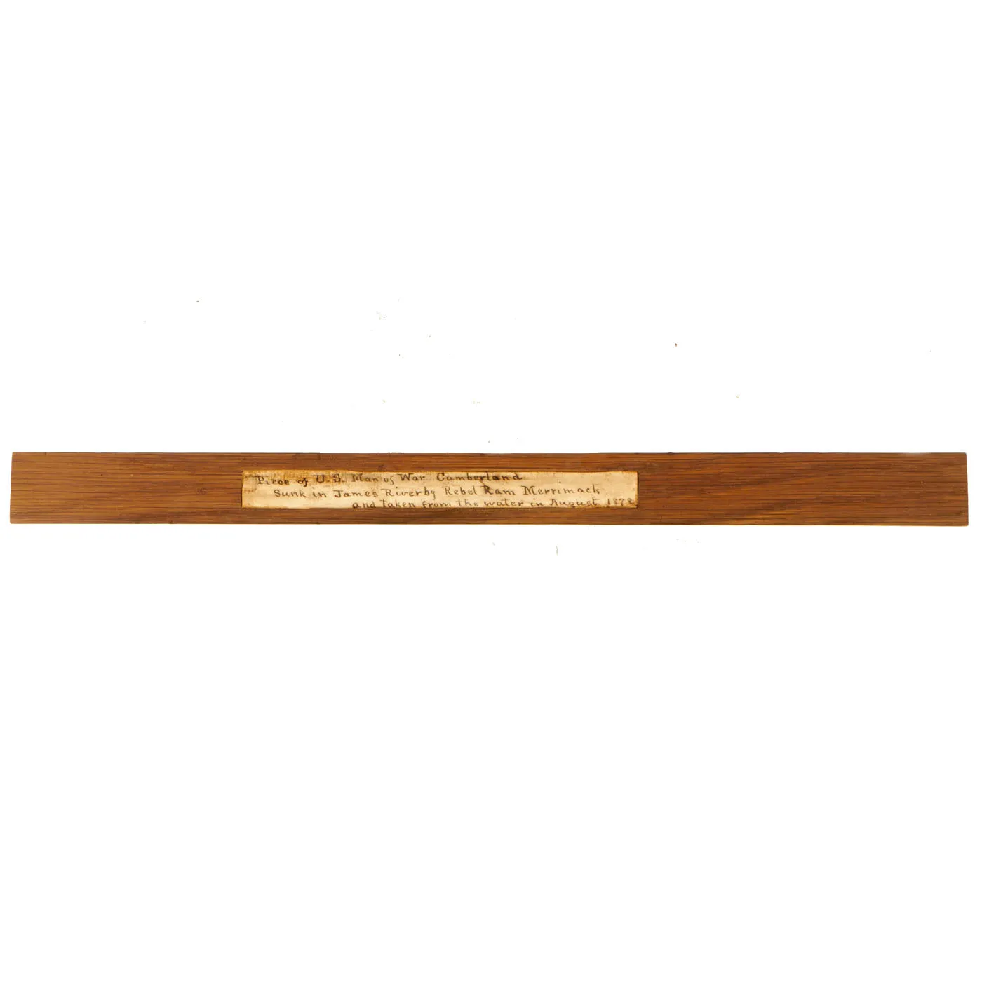 Original U.S. Civil War USS Cumberland Wood Ship Straight Edge Used By Caricaturist James Albert Wales - Sunk by Confederate Ironclad CSS Virginia (Merrimack)
