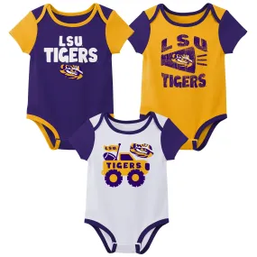 Outerstuff NCAA Infant Unisex LSU Tigers Variety 3-Pack Bodysuit Set