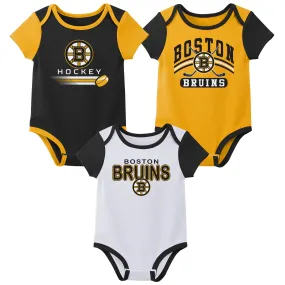 Outerstuff NHL Infant Unisex Boston Bruins Variery 3-Pack Bodysuit Set