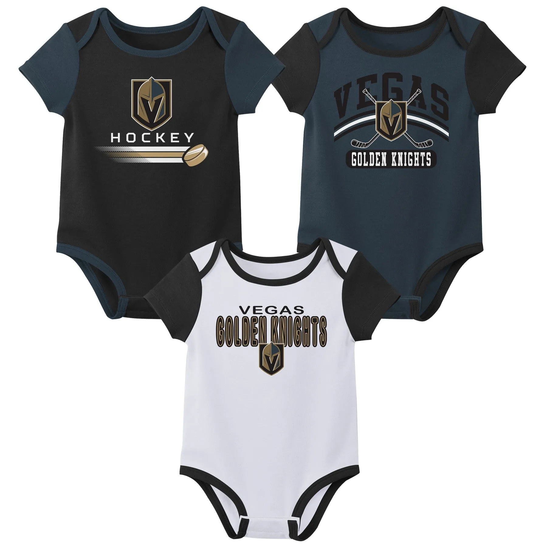 Outerstuff NHL Infant Unisex Las Vegas Golden Knights Variery 3-Pack Bodysuit Set