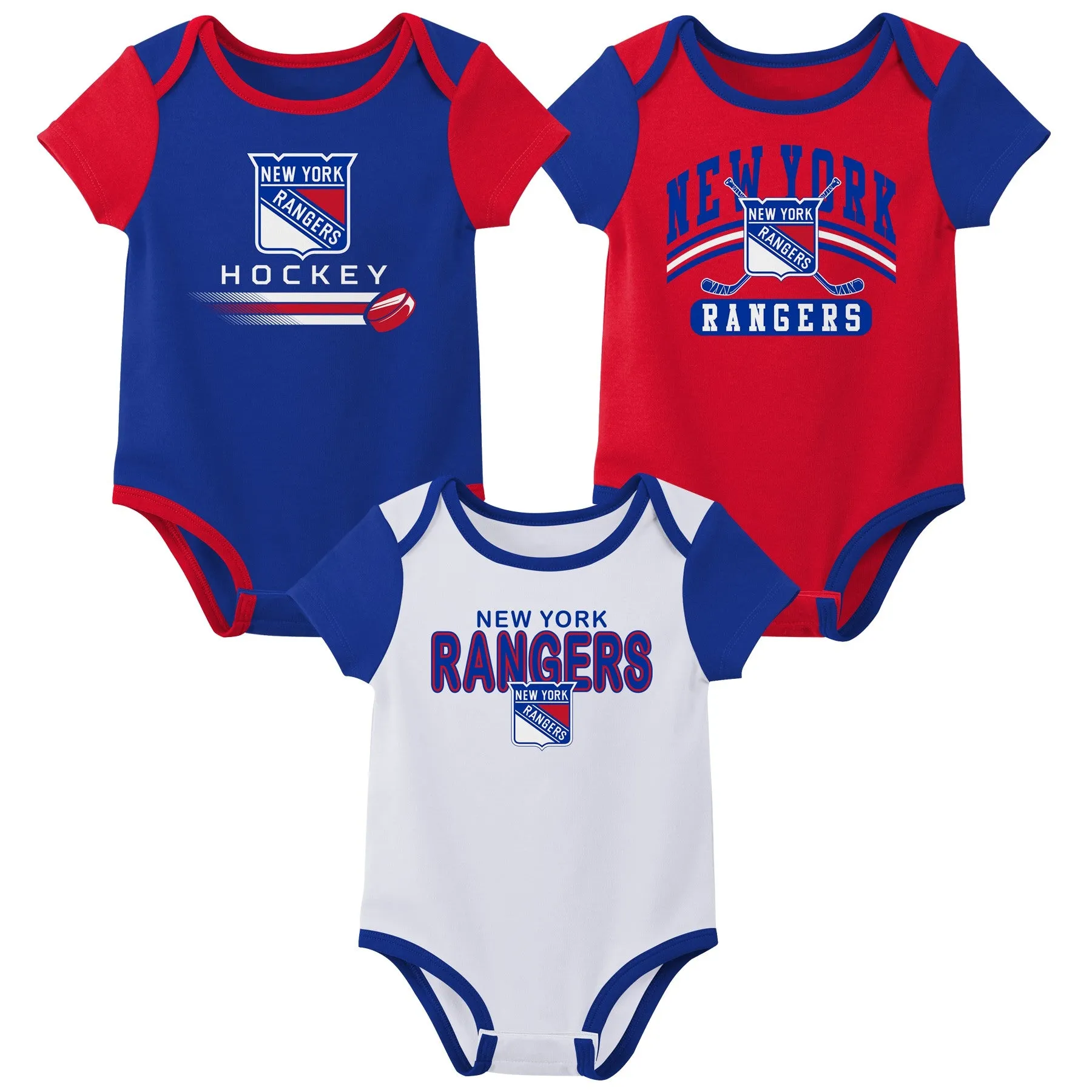 Outerstuff NHL Infant Unisex New York Rangers Variery 3-Pack Bodysuit Set