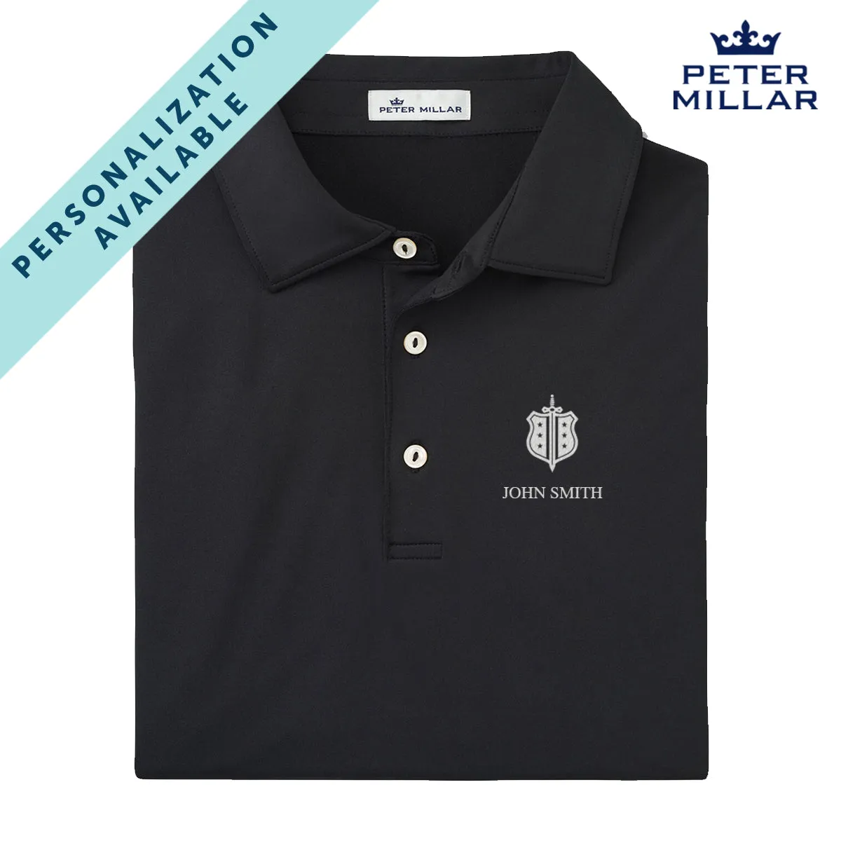 Phi Delt Personalized Peter Millar Black Polo With Symbol