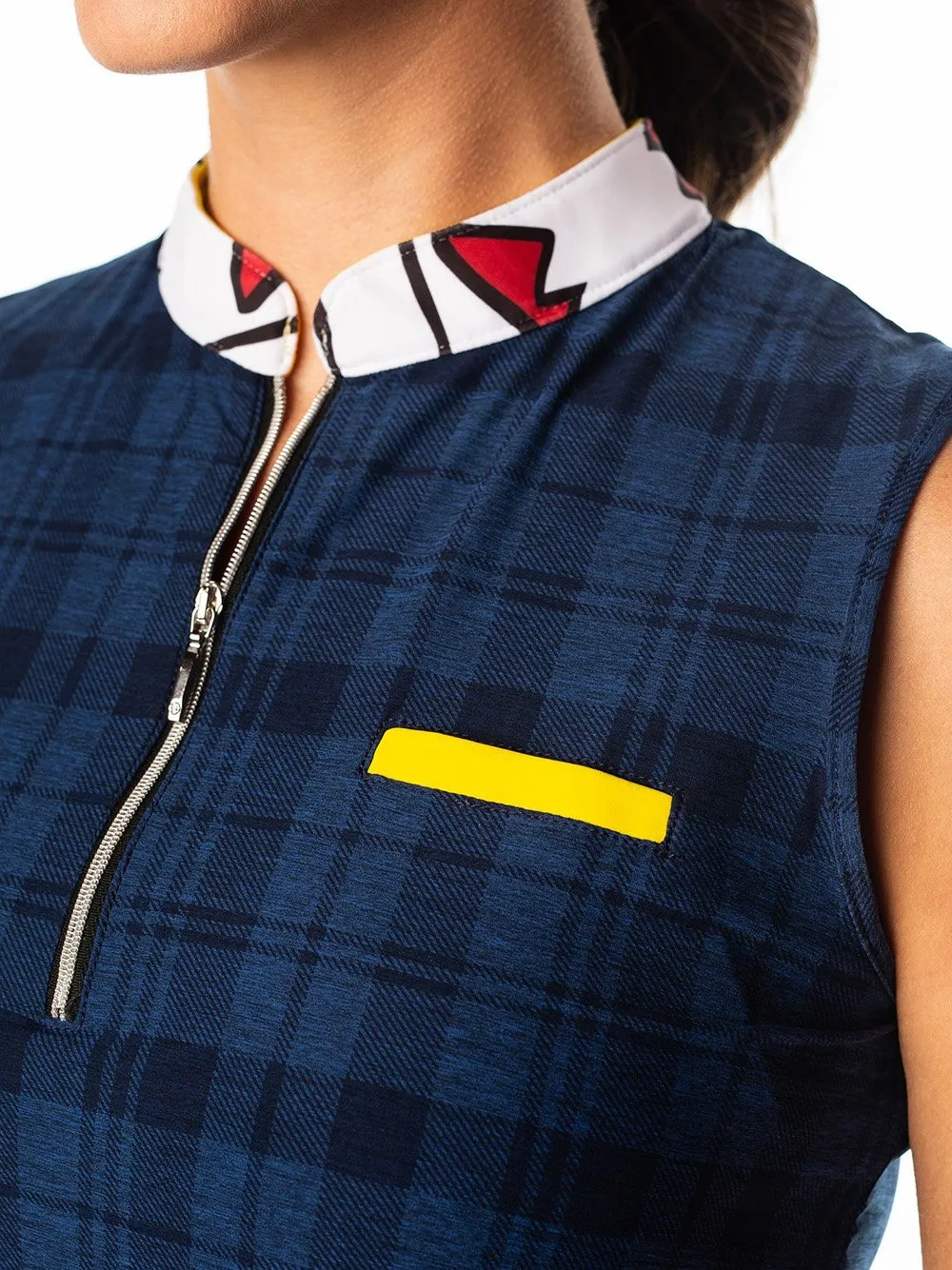 Polly Navy Plaid Sleeveless Polo - FINAL SALE