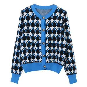 Pre Order: Casual Star Button Down Knitted Cardigan Pre Order: Casual Star Button Down Knitted Cardigan