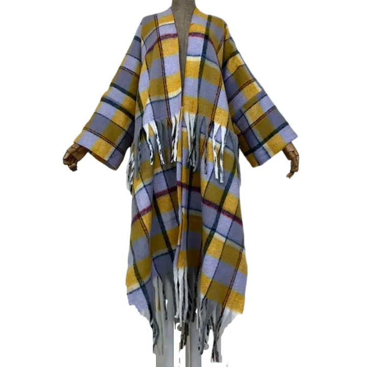 Pre Order:  Plaid Long Tassel Cardigan - WINI