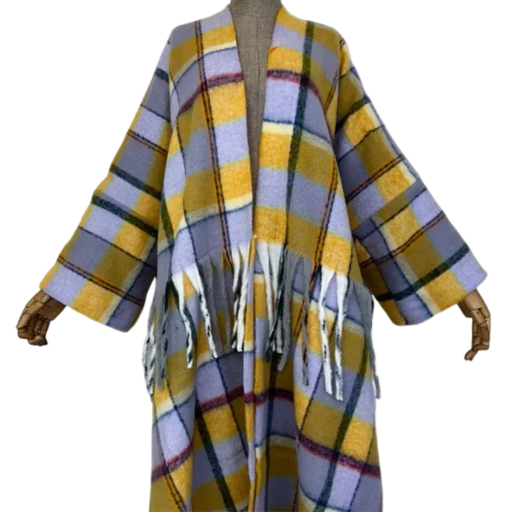 Pre Order:  Plaid Long Tassel Cardigan - WINI