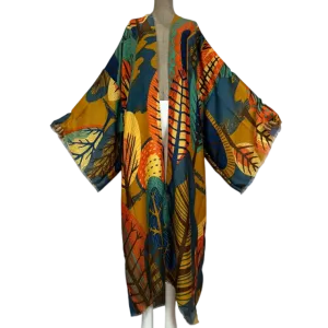 Pre Order: Vibrant Leaf Print Kimono Cardigan - WINI