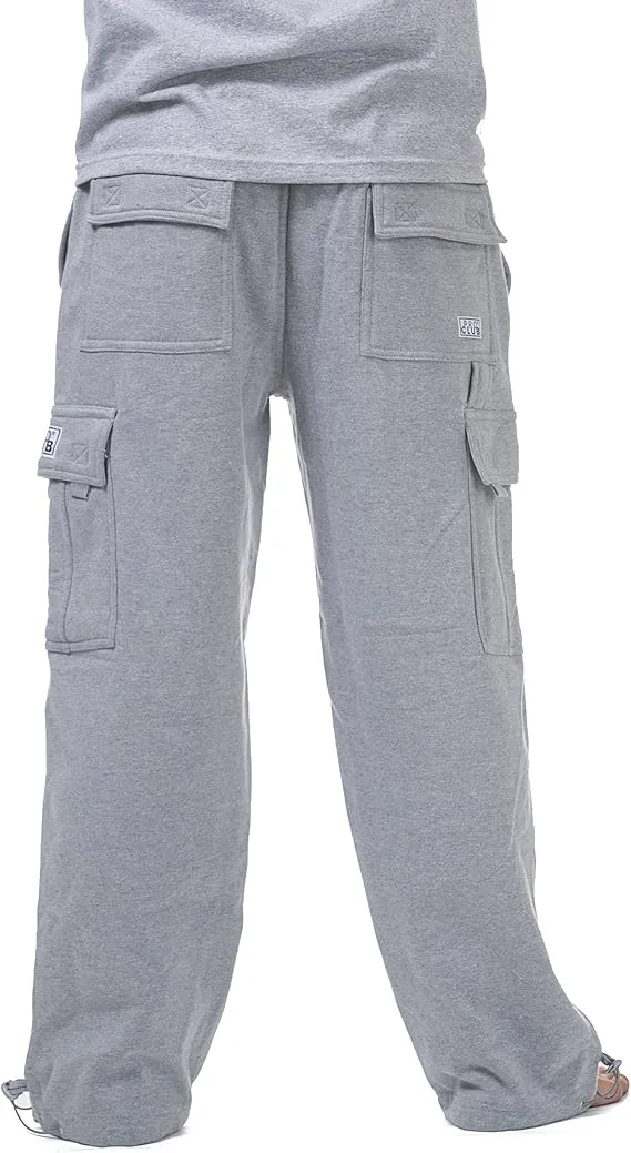Pro Club Men's Heavyweight Fleece Cargo Pants Grey