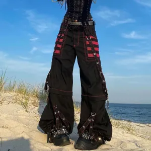 Punk Cargo Wide Straight Grunge Hippie Baggy Academic Dark Streetwear Gothic Pants Punk Cargo Wide Straight Grunge Hippie Baggy Academic Dark Streetwear Gothic Pants