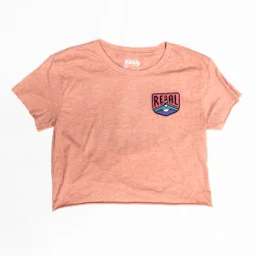REAL Wmn's Lighthouse Badge Crop Tee-Desert Pink