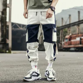 Ribbons Harem Joggers Men Cargo Pants Streetwear Hip Hop Casual Pockets Track Pants Male Harajuku Fashion Trousers