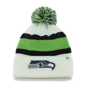 Seattle Seahawks 47 Brand White Navy Green Knit Cuff Breakaway Beanie Hat Cap
