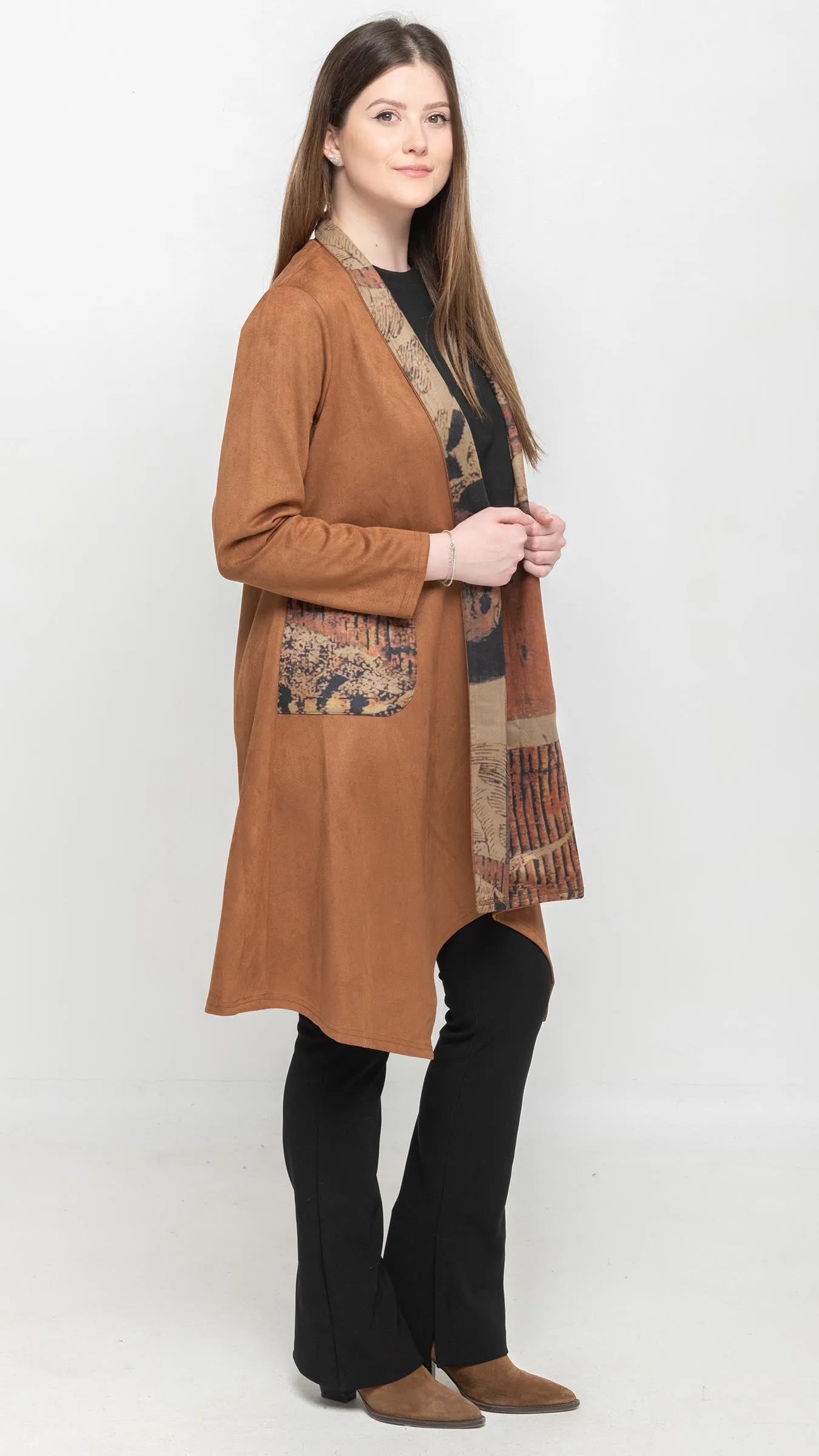 Solid Brown Long Cardigan