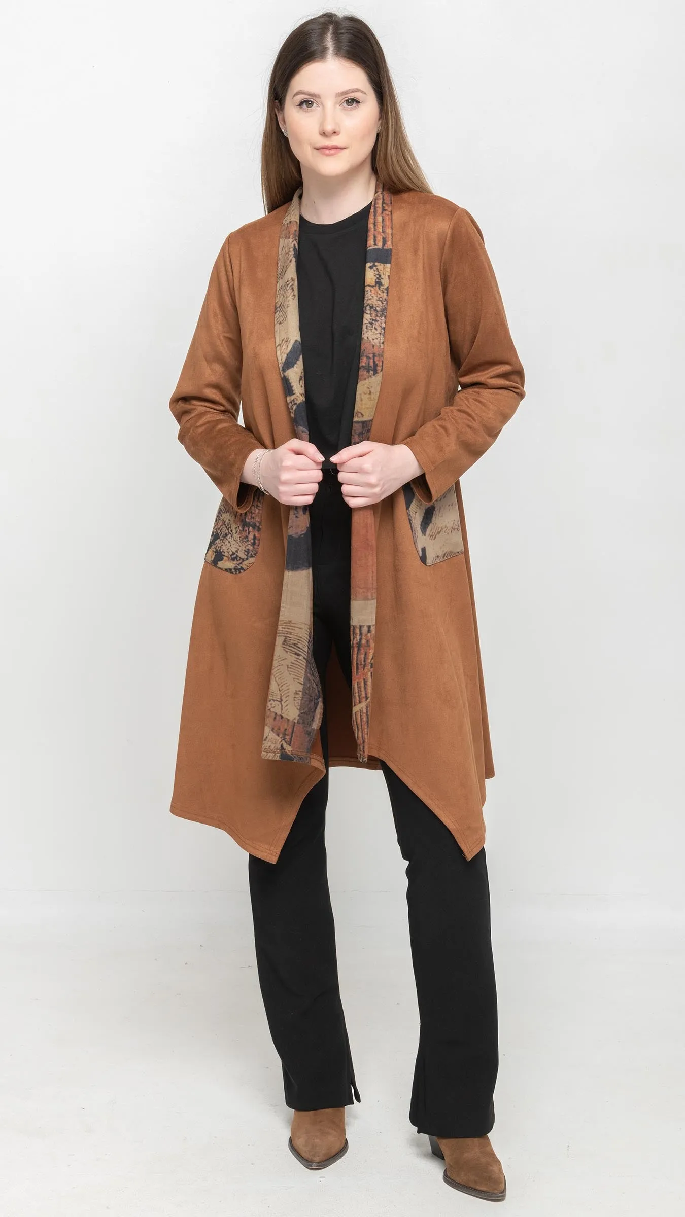 Solid Brown Long Cardigan